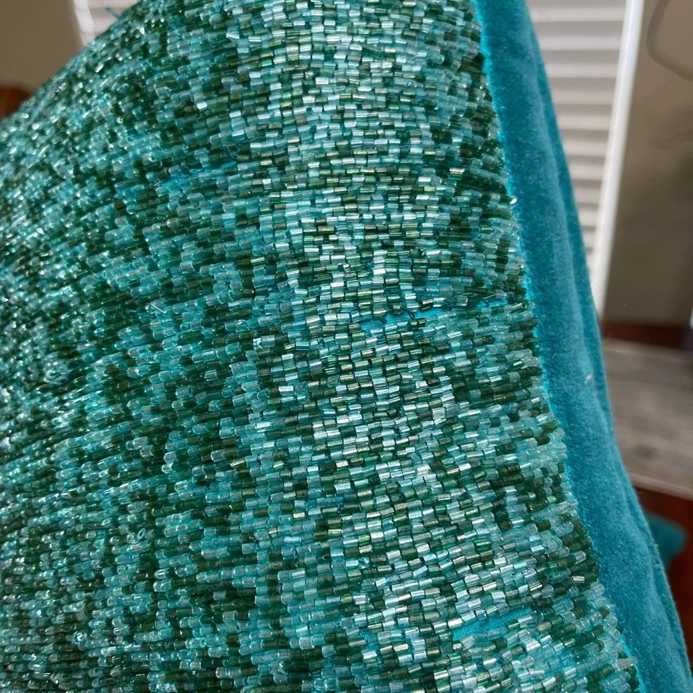 Set Pier 1 Imports Teal Beaded Velvet Throw Pillow